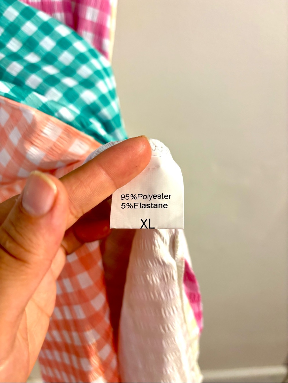 NEW SHEIN Collared Midi Dress - Multi-Colored Pastels Seersucker Gingham XL - Picture 8 of 8